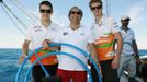 Paul di Resta, šéf stáje Force India Robert Fearnley a Nico Hülkenberg mají kormidlo plně v rukách.