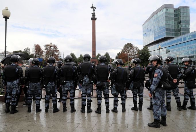 Protivládní protesty v Rusku, které rozehnala policie.