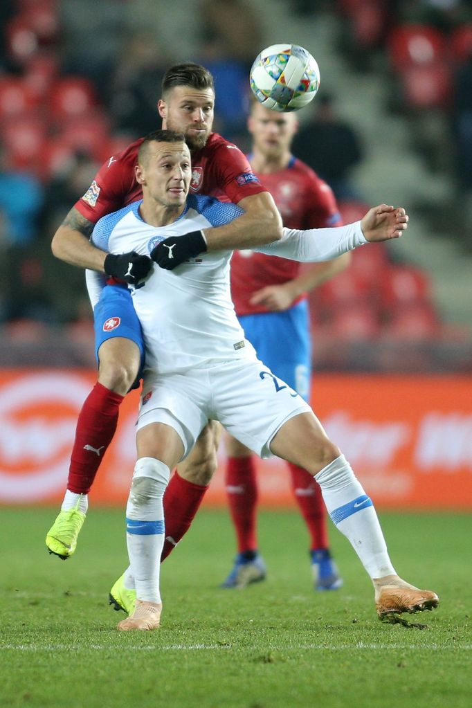 Ondřej Čelůstka v zápase Ligy národů Česko - Slovensko.