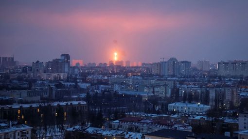 Úterní ranní ruský útok na Kyjev.