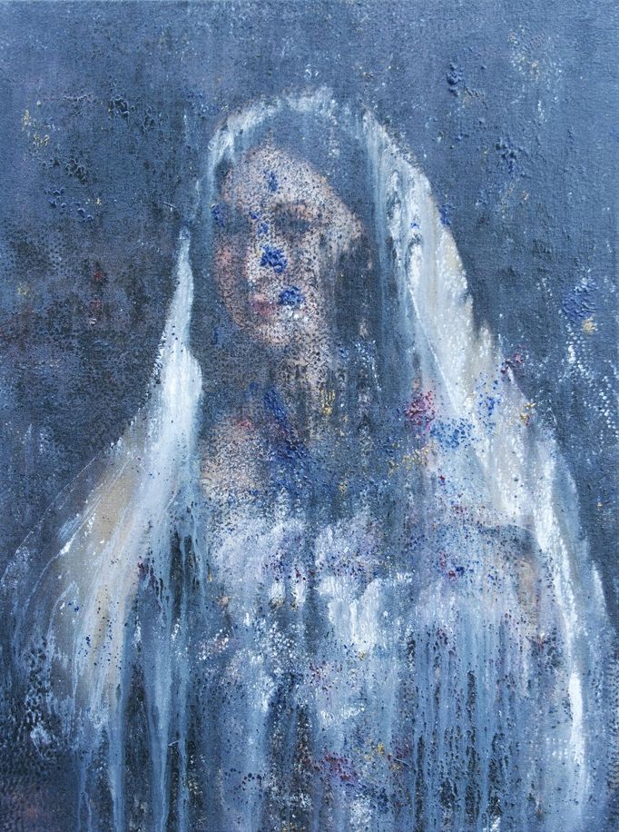 Patrik Hábl: Rafael Santi – La Donna Velada, 80x60cm, akryl, olej, 2015 až 2018.