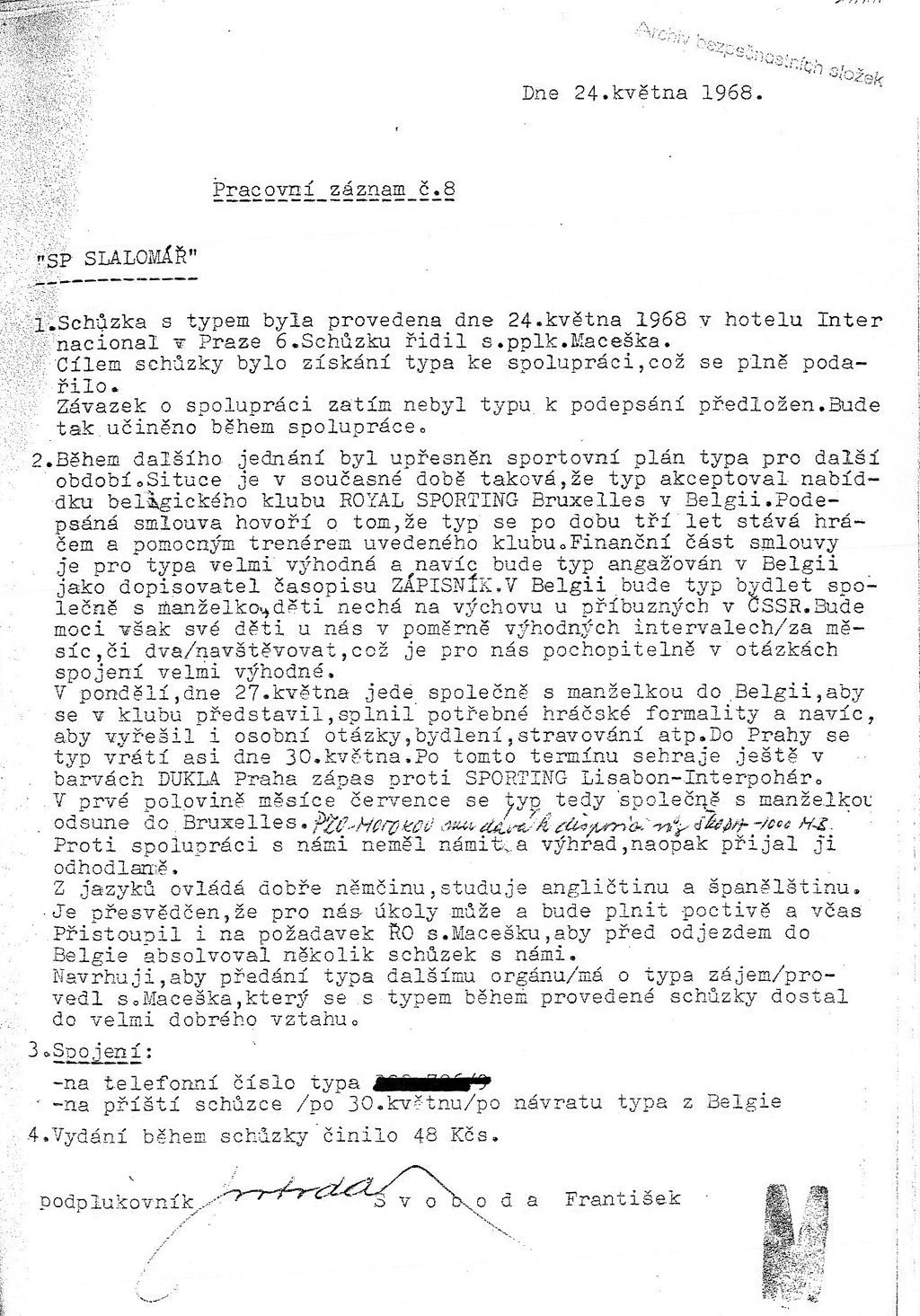 Josef Masopust v STB &#8211; spis str. 13