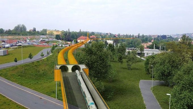 Vizualizace železničního tunelu Dejvice – Veleslavín