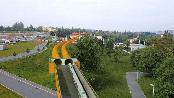 Vizualizace železničního tunelu Dejvice – Veleslavín