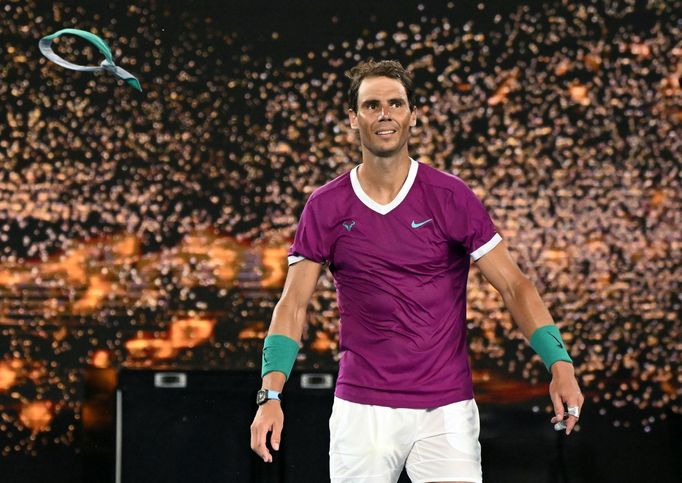 Tennis - Australian Open - Men's Singles Final - Melbourne Park, Melbourne, Australia - January 31, 2022 Spain's Rafael Nadal celebrates winning the final against Russia'