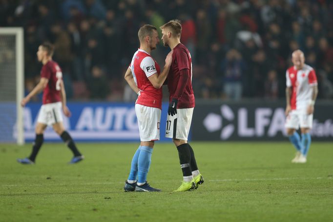 Vladimír Coufal a  Martin Frýdek ml. po derby Sparta - Slavia.