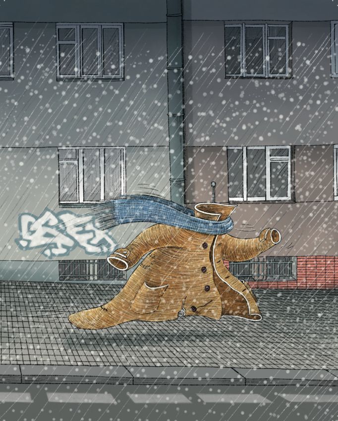 Ilustrace, kterými Galina Miklínová opatřila knihu Marky Míkové Kabát a kabelka.