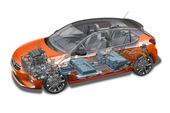Schéma elektrického pohonu Opelu Corsa.