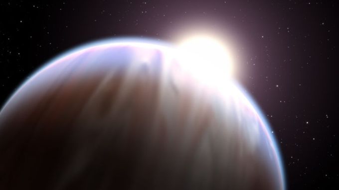 Malířská vize exoplanety HD 189733b.