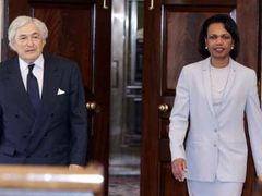 James Wolfensohn s americkou ministryní zahraničí Condoleezzou Riceovou.
