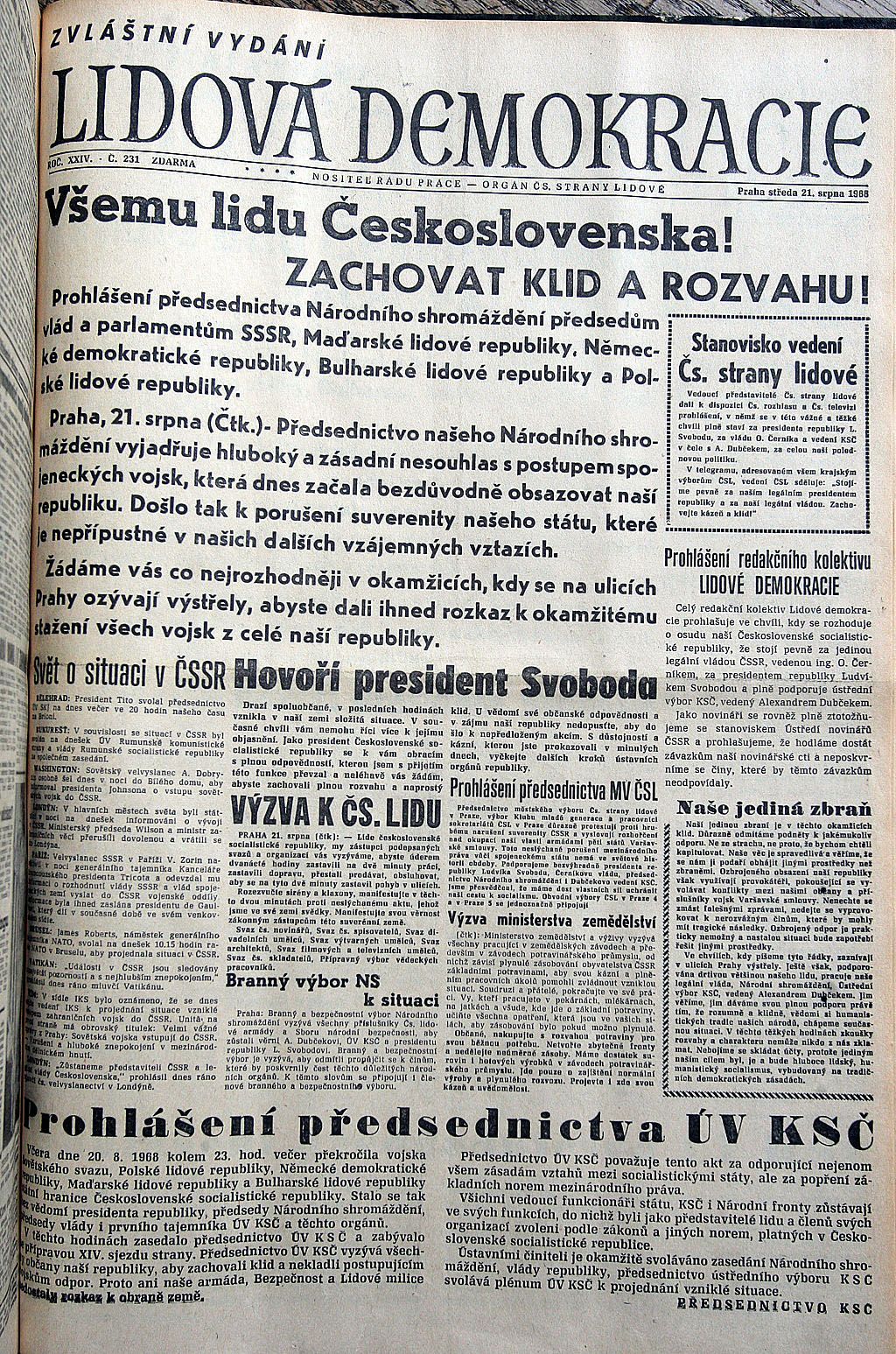 Noviny ze srpna 1968