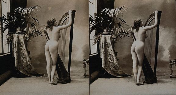 Zabavené fotografie z výstavy se nedochovaly, ale mohly vypadat zhruba takto (ukázka stereoskopických snímků z přelomu 19. a 20. století).