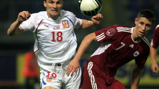 Český fotbalový útočník David Lafata v přátelském utkání Česká republika - Lotyšsko v roce 2010.