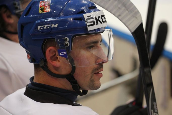 Tomáš Plekanec na tréninku hokejové reprezentace