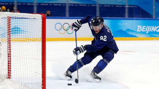 Harri Pesonen dává druhý gól v semifinále Slovensko - Finsko na ZOH 2022 v Pekingu