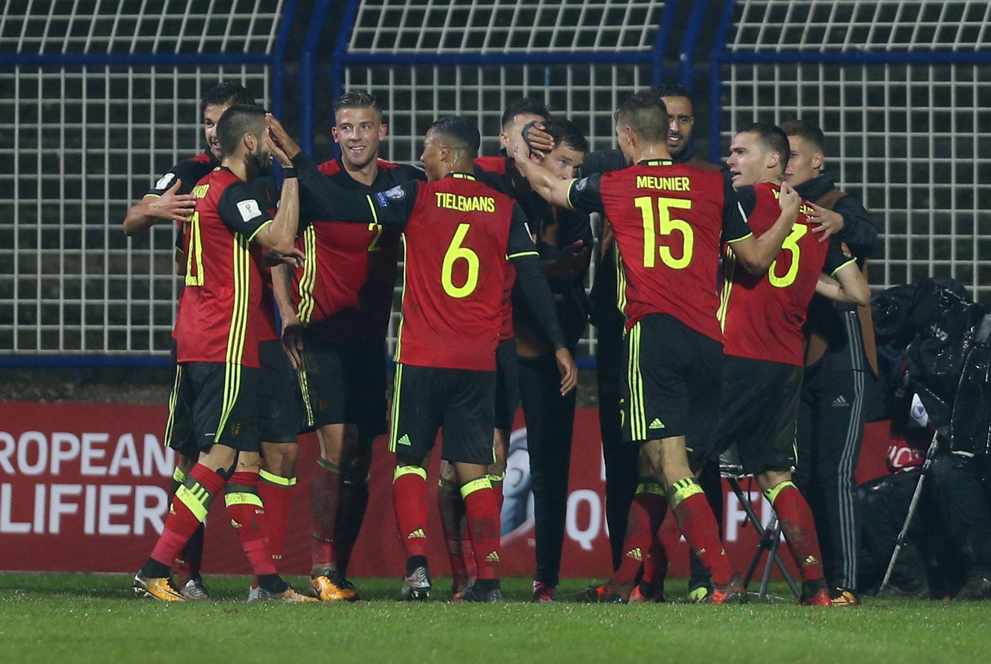 Radost belgických fotbalistů v Bosně