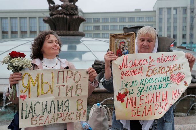 Protesty za odstoupení běloruského prezidenta Alexandra Lukašenka.