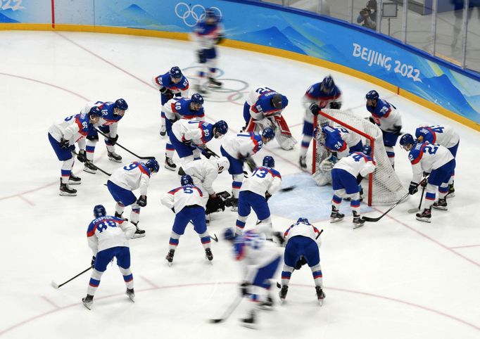 Slovenští hokejisté před zápasem s USA