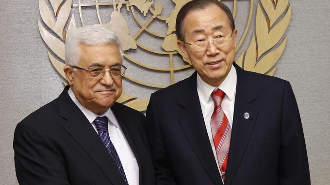 Palestinský prezident a generální tajemník OSN Pan Ki-mun.