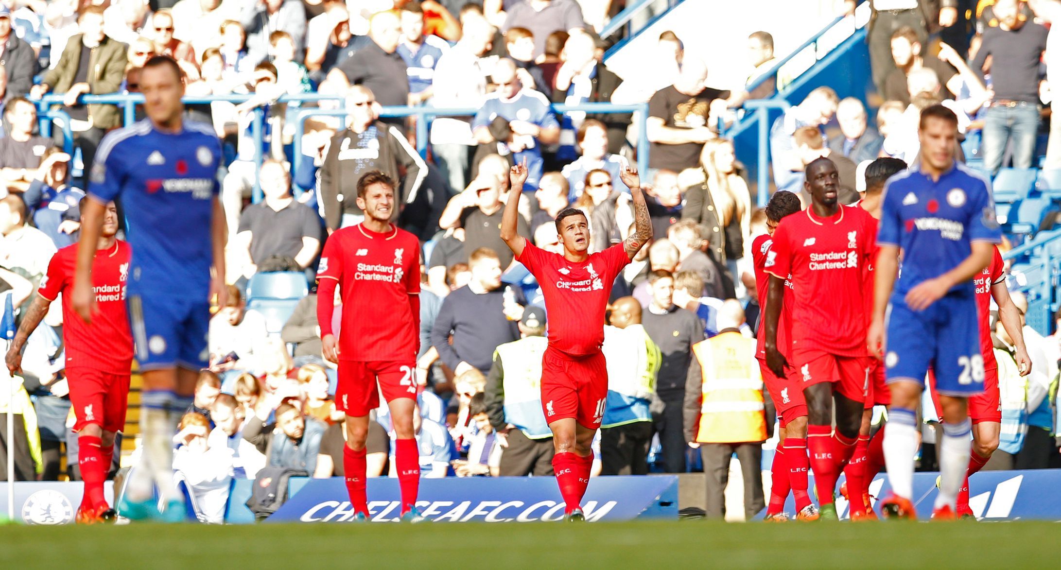PL, Chelsea-Liverpool: Philippe Coutinho slaví gól na 1:1