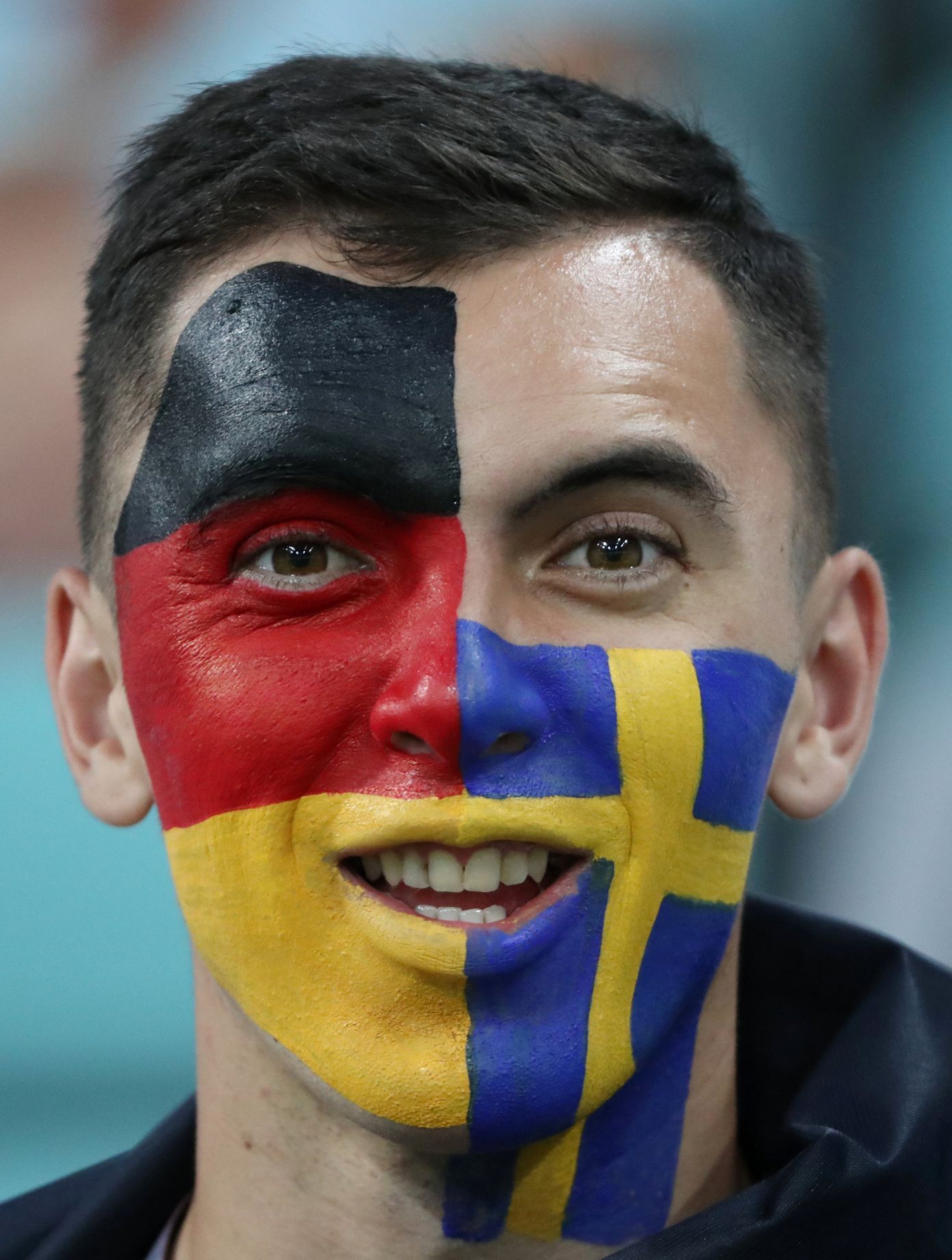 Fanoušek na zápase Německo - Švédsko na MS 2018