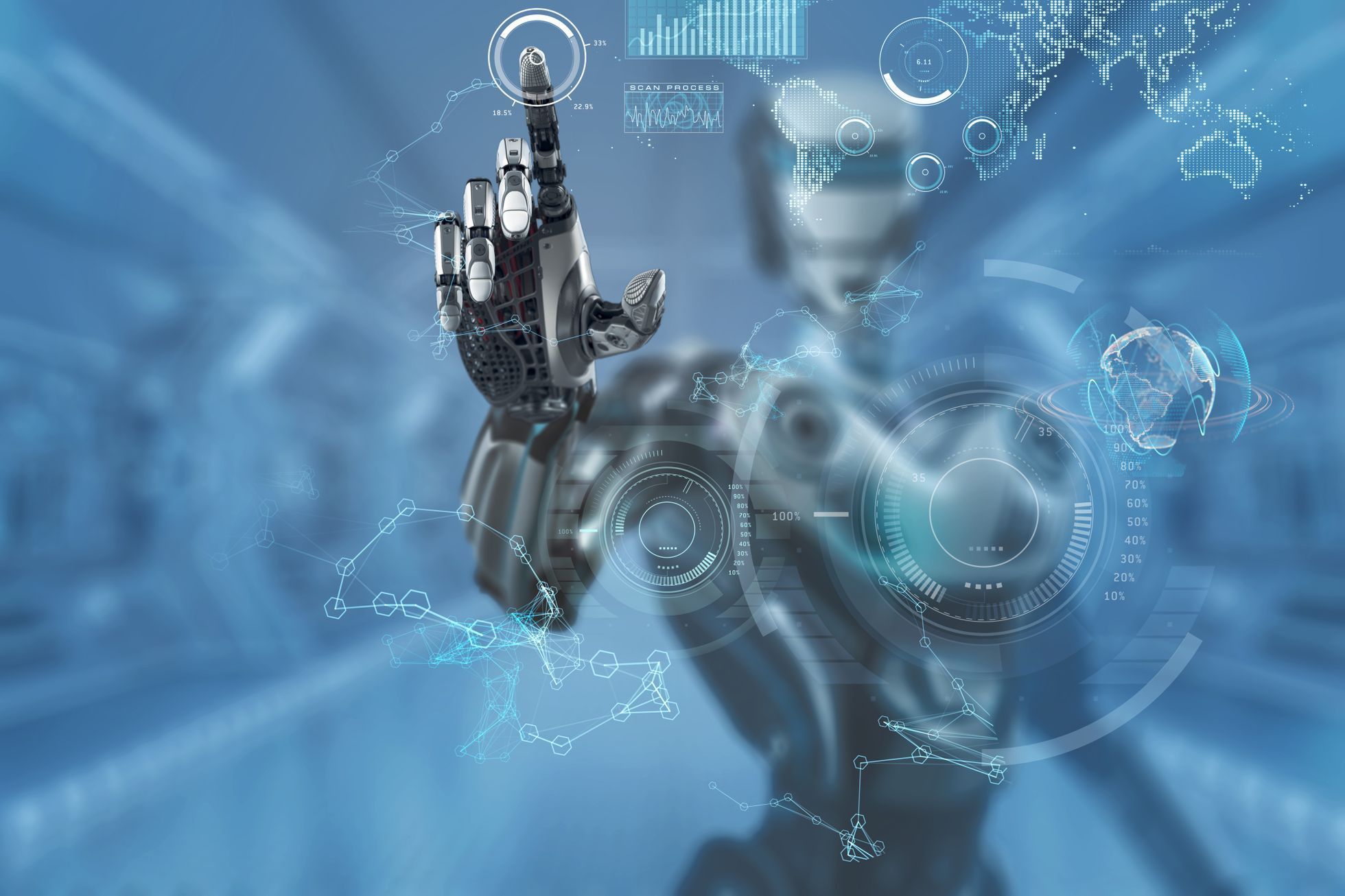 Budoucnost - robot - umělá inteligence - kyborg - implantát - AI