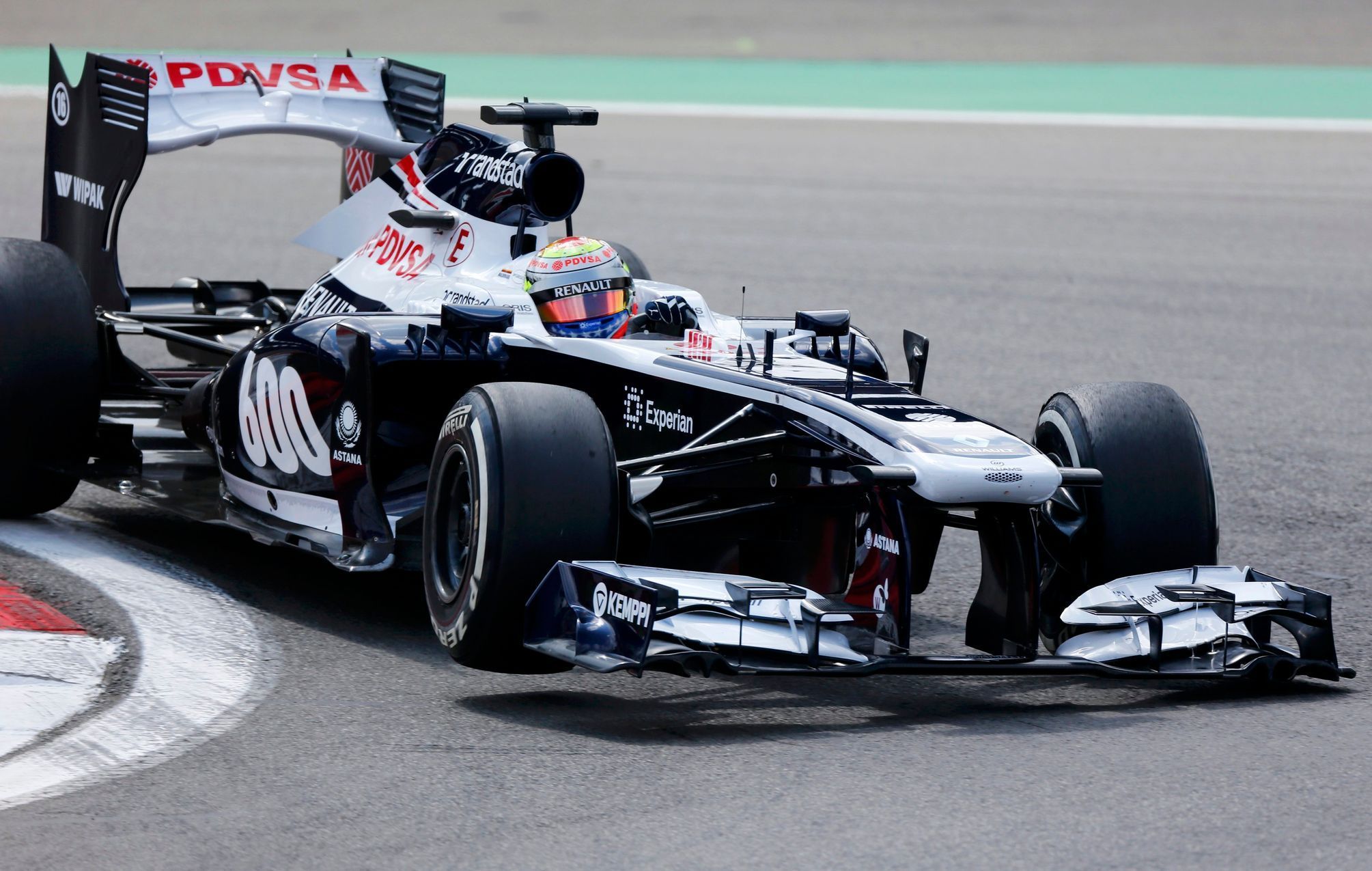 Williams Formula One driver Maldonaldo takes a corner during