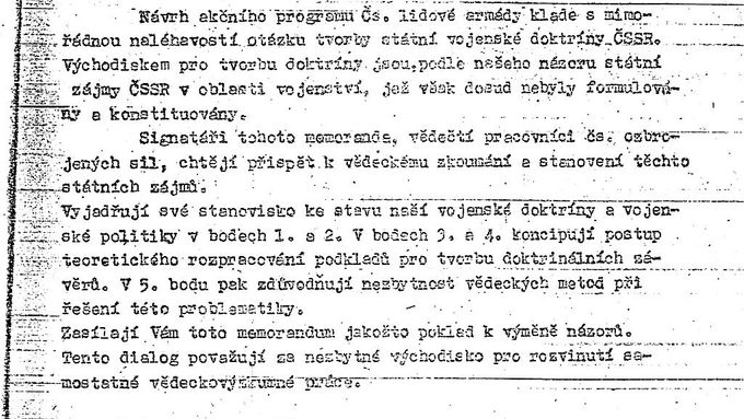 Memorandum z května 1968 o zájmech ČSSR v oblasti vojenství