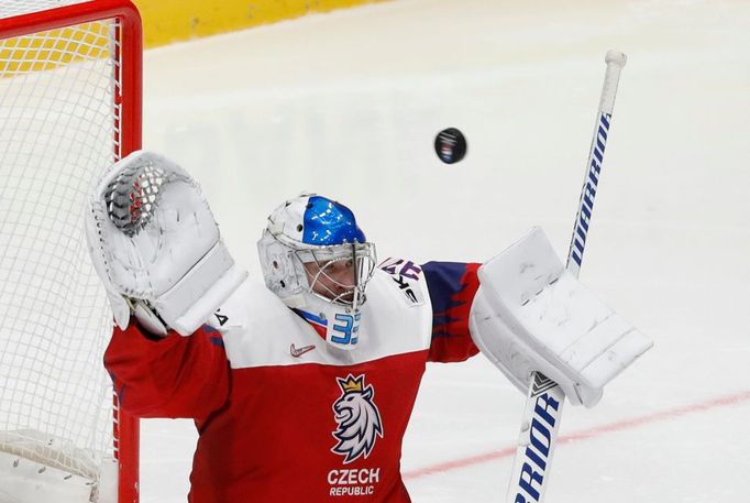 Pavel Francouz v zápase Česko - Itálie na MS 2019