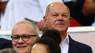 Německý kancléř Olaf Scholz sleduje zápas Eura 2024 Německo - Maďarsko