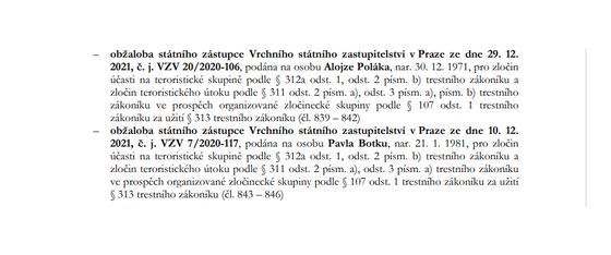 Bírósági irat, amelyből Pavel Botka és Alojz Polák vádirata következik. Bírósági irat, amelyből Pavel Botka és Alojz Polák vádirata következik.