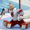 Czech Republic's goalie Langhammer lets in a goal by Canada's Jonathan Drouin during the third period of their IIHF World Junior Championship ice hockey game in Malmo