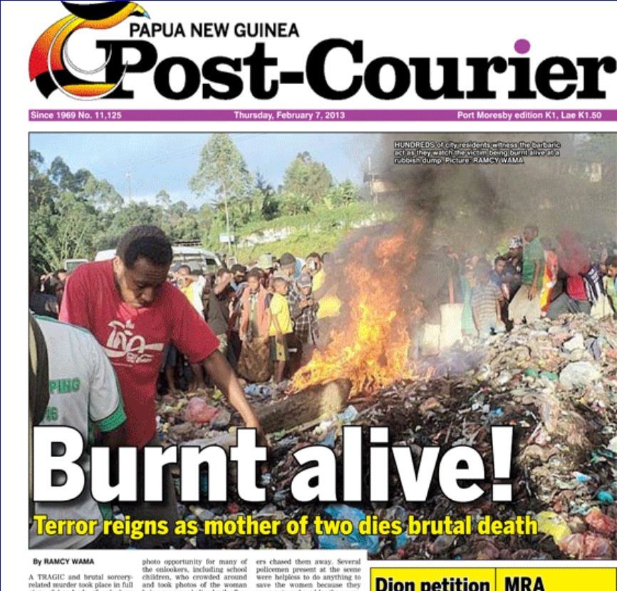 Dívku na Papui-Nové Guineji upálili kvůli čarodějnictví