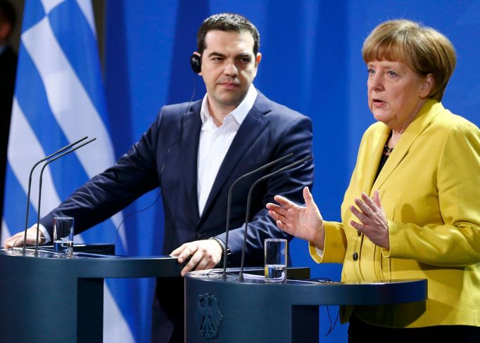 Řecký premiér Alexis Tsipras s německou kancléřkou Angelou Merkelovou.