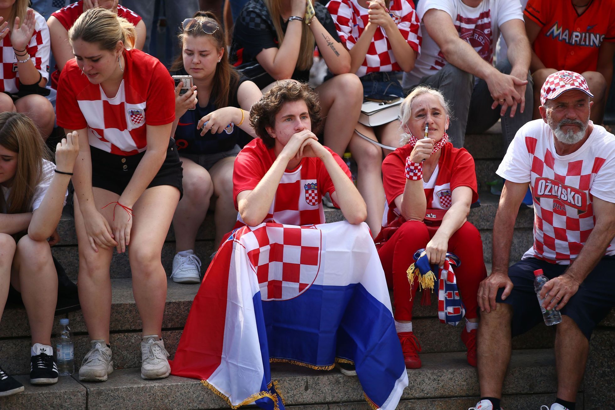 fotbal, ME, Euro 2020, Anglie - Chorvatsko, fanoušci Chorvatska, smutek