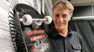 Skateboarding legend Tony Hawk poses following an interview with Reuters as he attends the finals of the Vans Park Series skateboarding competition in Chelles, near Paris