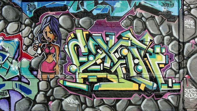 Graffiti v newyorské čtvrti Queens, které vzniklo v rámci projektu 5Pointz.
