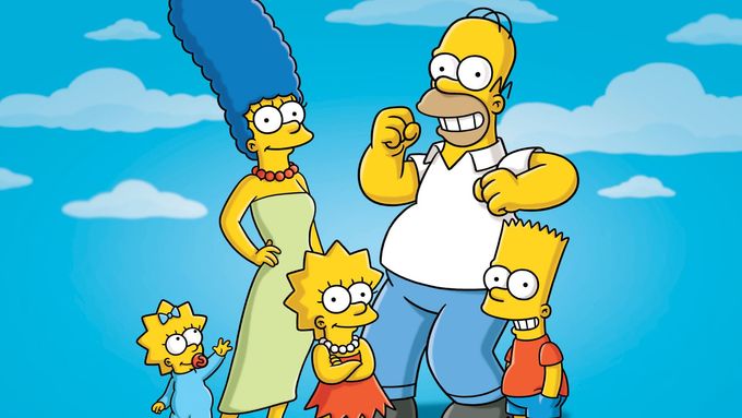 Na snímku zleva jsou Maggie, Marge, Líza, Homer a Bart.