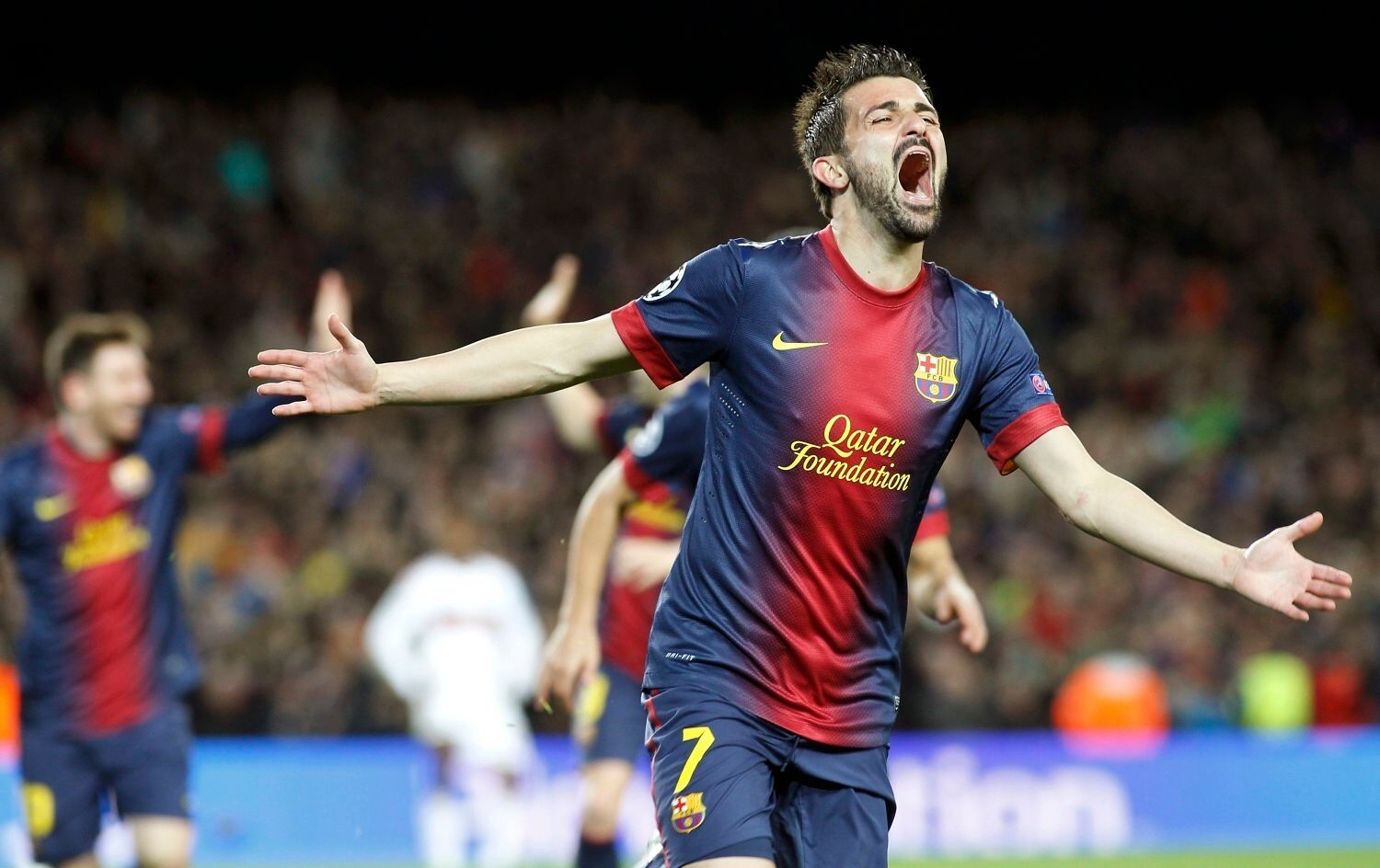 Fotbal, Liga mistrů, Barcelona - AC Milán: David Villa