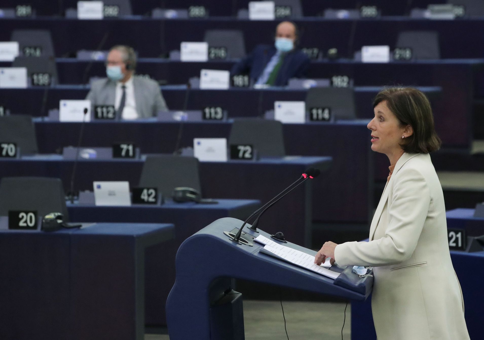 Komisařka Věra Jourová (ANO) na plénu Evropského parlamentu ve Štrasburku.