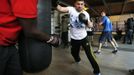 Unemployed Belgian Mohamed Sammar takes part in a "Fit for a job" boxing class in Brussels June 14, 2013. Sammar, 27, has been looking for a job in the construction sector for 2 years. "Fit for a job" is the initiative of former Belgian boxing champion Bea Diallo, whose goal was to restore the confidence of unemployed people and help them find a job through their participation in sports. Picture taken June 14, 2013. REUTERS/Francois Lenoir (BELGIUM - Tags: SPORT BOXING SOCIETY BUSINESS EMPLOYMENT) Published: Čec. 5, 2013, 4:39 odp.