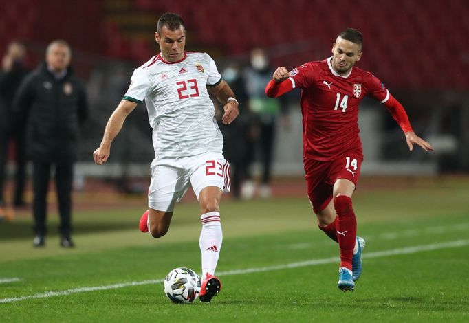 Soccer Football - UEFA Nations League - League B - Group 3 - Serbia v Hungary - Rajko Mitic Stadium, Belgrade, Serbia - October 11, 2020  Serbia's Mijat Gacinovic in acti