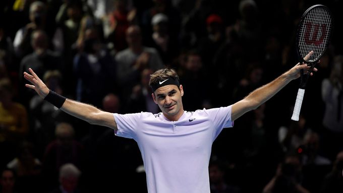 Radost Rogera Federera z vítězství ve skupině