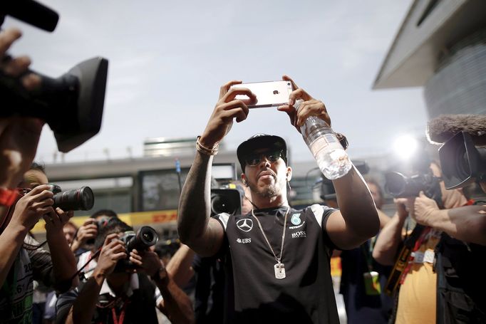 Mercedes Formula One driver Lewis Hamilton of Britain before the Chinese Grand Prix.