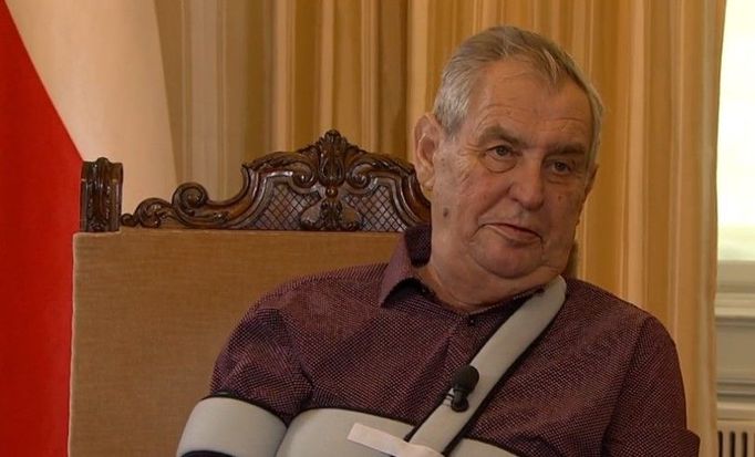 Prezident Miloš Zeman během natáčení pořadu TV Prima Partie