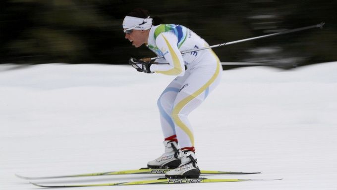 Švédka Kallaová na trati běhu na 10 km volnou technikou