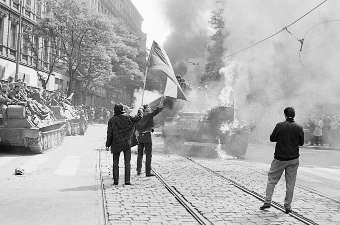 Praha, Vinohradská třída, srpen 1968