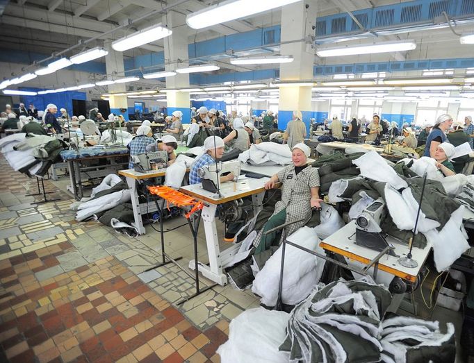 Female Penal Colony No. 3 of UFSIN for Ivanov region 1103515 Russia, Kineshma. 04/24/2012 Inmates at the Female Penal Colony No. 3 of the Administration of the Federal Penitentiary Service (UFSIN) of Russia for the Ivanov region work at the colony's sewing shop.