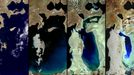 http://climate.nasa.gov/state_of_flux#AralSeashrinks_centralAsia.jpg Aral Sea shrinks, central Asia The Aral Sea, located in Kazakhstan and Uzbekistan in central Asia. Le