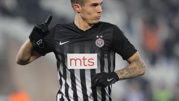 Uroš Djurdjevič z Partizanu Bělehrad skóroval proti Podgorici z penalty.